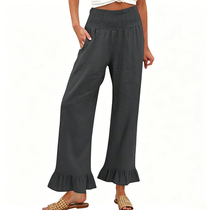 Calça de moletom estilo boho com babados para mulheres