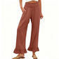 Calça de moletom estilo boho com babados para mulheres