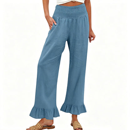 Calça de moletom estilo boho com babados para mulheres