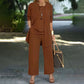 Conjunto elegante feminino de 3 peças com modelagem relaxada