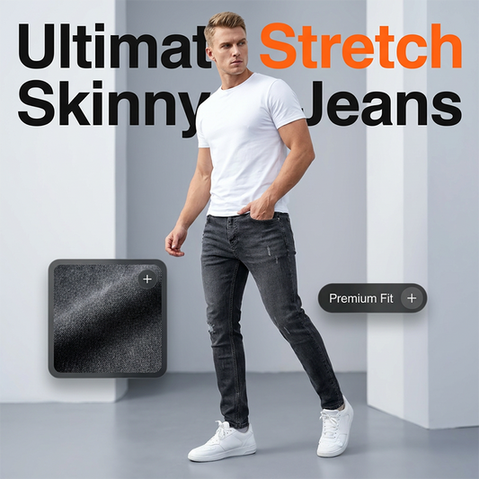 Calça jeans skinny masculina rasgada e elástica