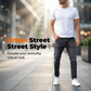 Calça jeans skinny masculina rasgada e elástica