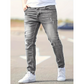 Calça jeans skinny masculina rasgada e elástica