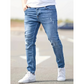 Calça jeans skinny masculina rasgada e elástica