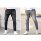 Calça jeans skinny masculina rasgada e elástica
