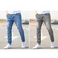Calça jeans skinny masculina rasgada e elástica