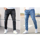 Calça jeans skinny masculina rasgada e elástica