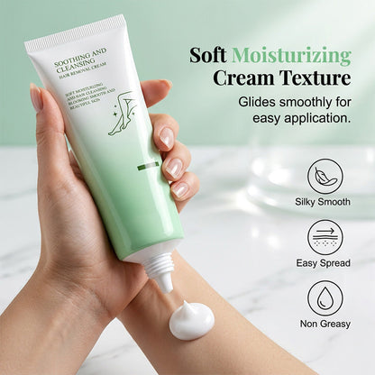 Creme depilatório calmante para pele macia