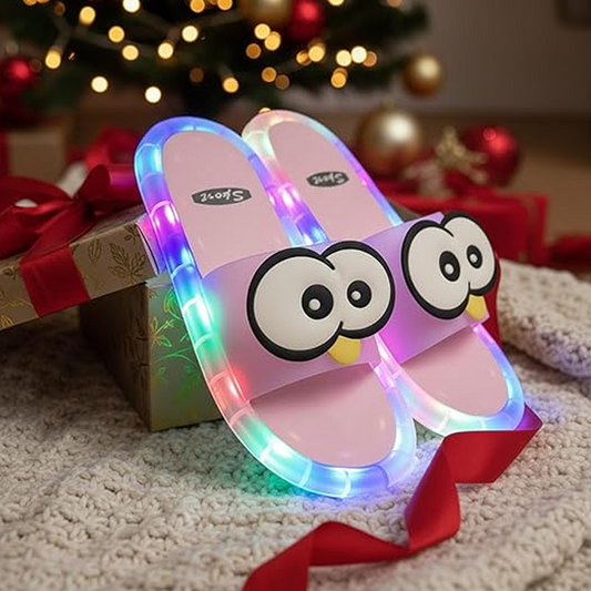 Pantufas de desenho animado com luzes LED