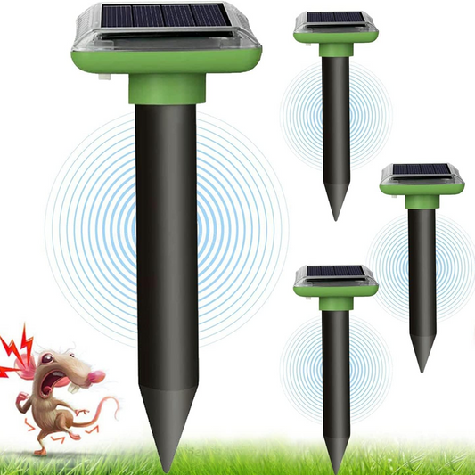 Repelente de toupeiras ultrassônico à prova d'água, movido a energia solar