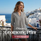 Blusa feminina com estampa geométrica e decote em V