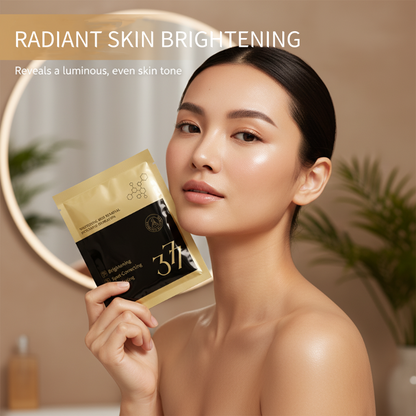 Máscara facial em tecido iluminadora, hidratante e corretora de manchas.