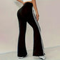 Calça flare de cintura alta com listra lateral