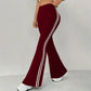 Calça flare de cintura alta com listra lateral