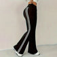 Calça flare de cintura alta com listra lateral