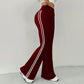 Calça flare de cintura alta com listra lateral