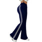 Calça flare de cintura alta com listra lateral