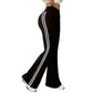 Calça flare de cintura alta com listra lateral