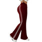 Calça flare de cintura alta com listra lateral