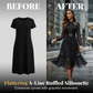 Vestido midi elegante com estampa de bolinhas e laço no pescoço