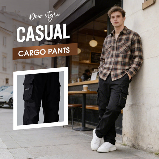 Calças cargo casuais masculinas com vários bolsos