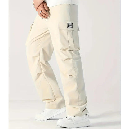 Calças cargo casuais masculinas com vários bolsos
