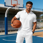 Conjunto de polo e shorts masculino para o verão