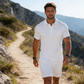 Conjunto de polo e shorts masculino para o verão