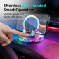 Suporte elétrico RGB para celular no carro com carregamento sem fio.