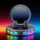 Suporte elétrico RGB para celular no carro com carregamento sem fio.