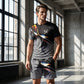 👕 50% DE DESCONTO 🩳 Conjunto masculino de camiseta e shorts com estampa abstrata – Leve, respirável e com caimento descontraído – perfeito para o verão, esportes ou dias casuais – visual moderno e exclusivo 🎨