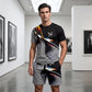 👕 50% DE DESCONTO 🩳 Conjunto masculino de camiseta e shorts com estampa abstrata – Leve, respirável e com caimento descontraído – perfeito para o verão, esportes ou dias casuais – visual moderno e exclusivo 🎨