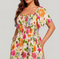 ⏰Promoção de Verão com 50% de desconto💃Vestido midi floral com decote quadrado e bolsos