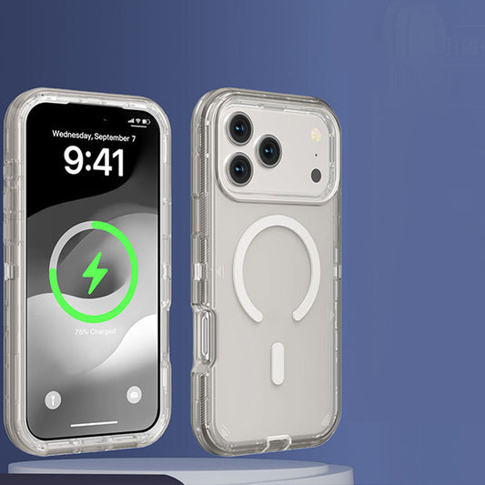 Capa magnética transparente à prova de choque para celulares das séries 13 a 17
