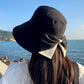 👒☀️ Chapéu feminino de proteção solar com aba larga e laço
