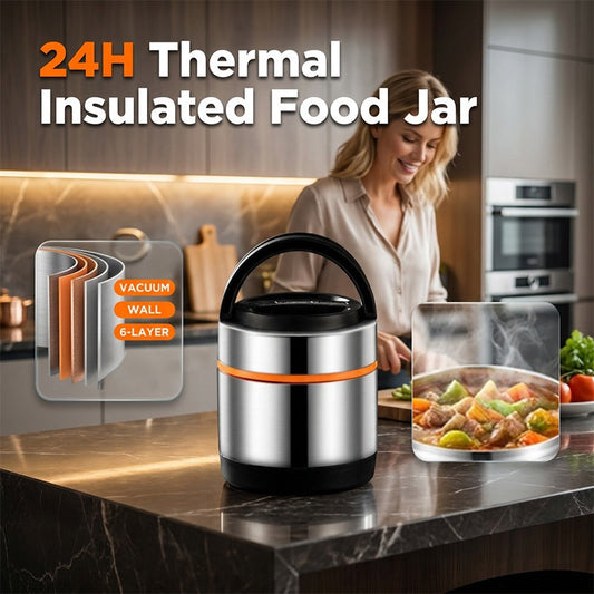 Pote térmico para alimentos em aço inoxidável multicamadas