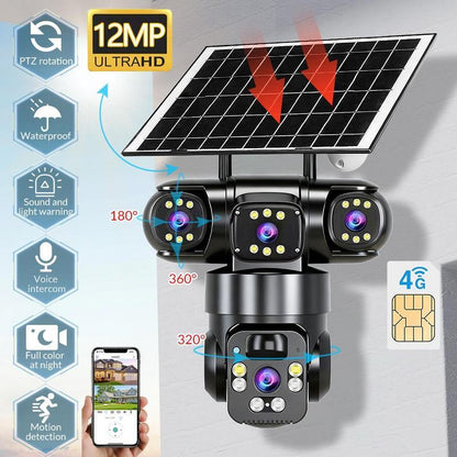 📢📢50% DE DESCONTO!!!⏰Câmera de segurança externa Wi-Fi 6K 9MP | Zoom de 10x, 3 lentes, PTZ 360° | À prova d'água IP66, visão noturna colorida, áudio bidirecional, rastreamento de movimento