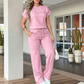 ⏰🔥OFERTA POR TEMPO LIMITADO: 50% DE DESCONTO!🔥Conjunto feminino casual de blusa de manga curta e calça pantalona