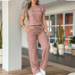 ⏰🔥OFERTA POR TEMPO LIMITADO: 50% DE DESCONTO!🔥Conjunto feminino casual de blusa de manga curta e calça pantalona