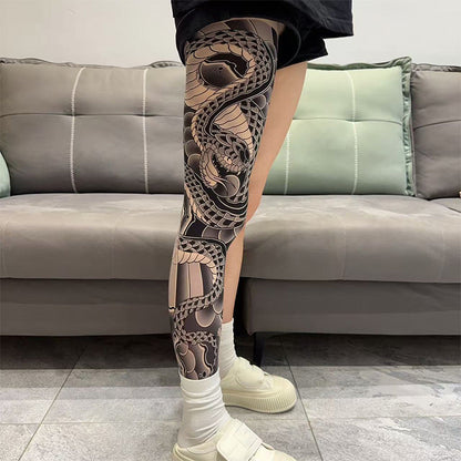 🔥Experiência emocionante sem danos🔥Manga de perna elástica com estampa de tatuagem