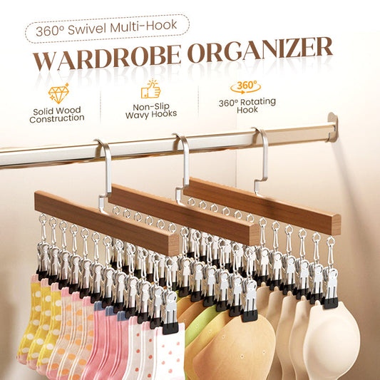 360° Swivel Multi-Hook Wardrobe Organizer