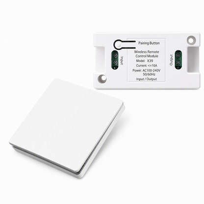 Wireless radio light switch set without wiring with self-adhesive wall switch and receiver